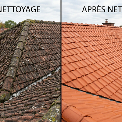 Nettoyage Toiture avant après